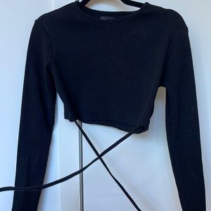 Black cross tie crop top